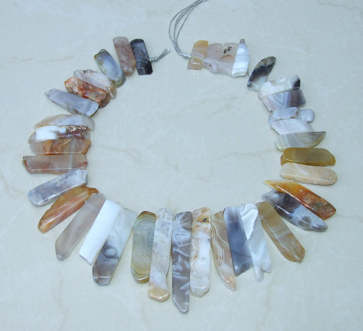 Natural Agate Slice, Slab, Stick, Teeth, Graduated Natural Agate, Gemstone Beads, Highly Polished, Jewelry Stones, Half Strand, 20mm - 45+mm