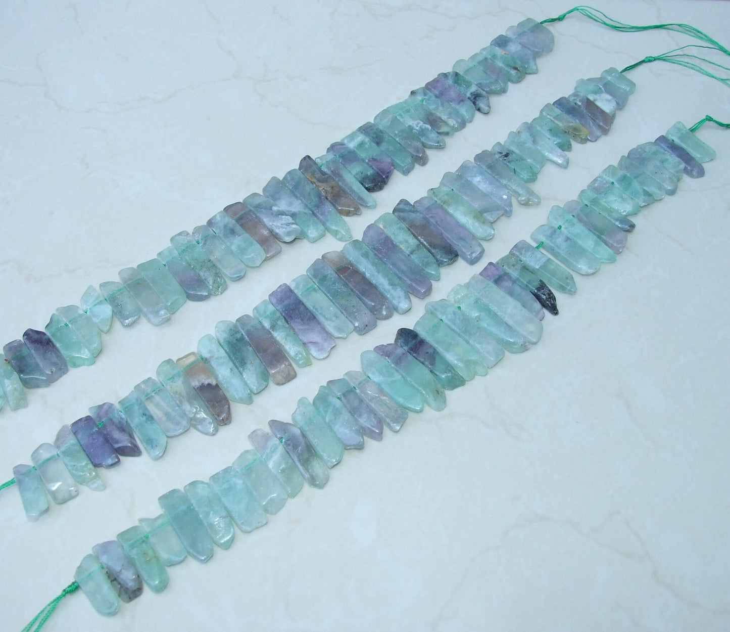 Fluorite Beads, Polished Natural Fluorite Slice, Fluorite Pendants, Gemstone Beads, Fluorite Points Jewelry, Half Strand - 25mm to 40+mm