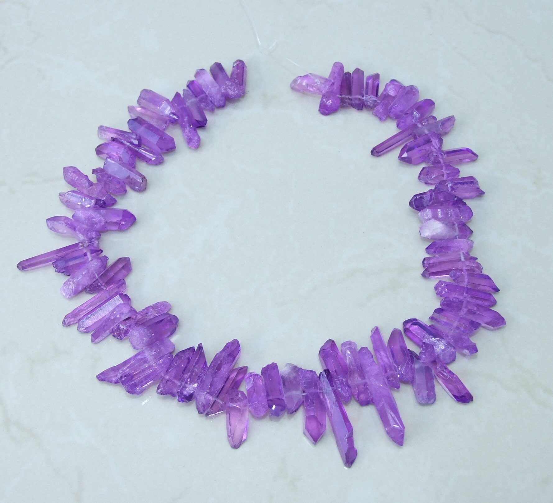 Purple Quartz Points, Titanium Gemstone Quartz Points Strand, Raw Quartz Points, Quartz Crystals Points Strand Beads, Gemstone Bead, 15-30mm