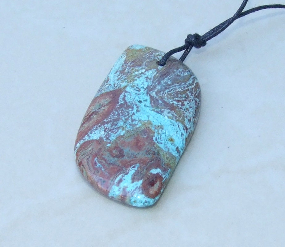 Ocean Jasper Pendant, Highly Polished Stone Pendant, Druzy Pendant, Gemstone Pendant, Jasper Pendant, Necklace Pendant, 24mm x 46mm - 8986