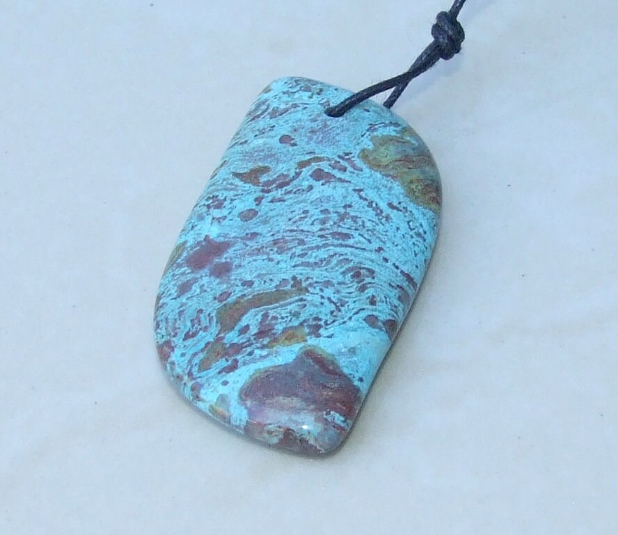 Ocean Jasper Pendant, Highly Polished Stone Pendant, Druzy Pendant, Gemstone Pendant, Jasper Pendant, Necklace Pendant, 24mm x 46mm - 8988