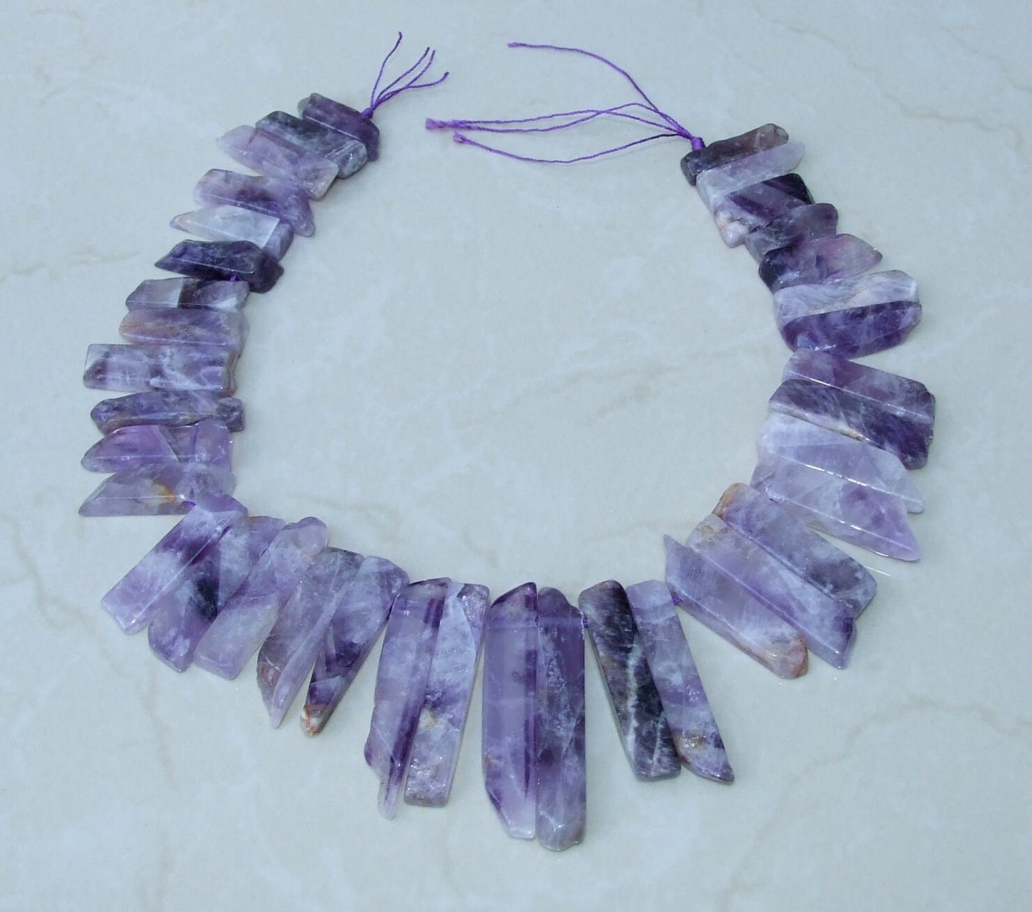 Amethyst Beads, Polished Natural Amethyst Slice, Amethyst Pendants, Gemstone Beads, Amethyst Points Jewelry, Half Strand - 25mm to 50mm - A4