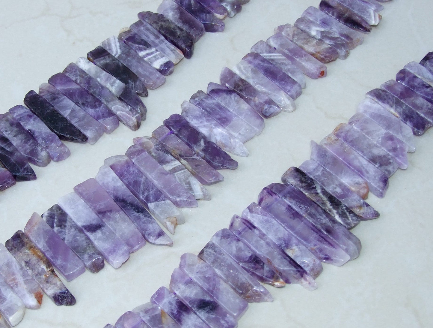 Amethyst Beads, Polished Natural Amethyst Slice, Amethyst Pendants, Gemstone Beads, Amethyst Points Jewelry, Half Strand - 25mm to 50mm - A4