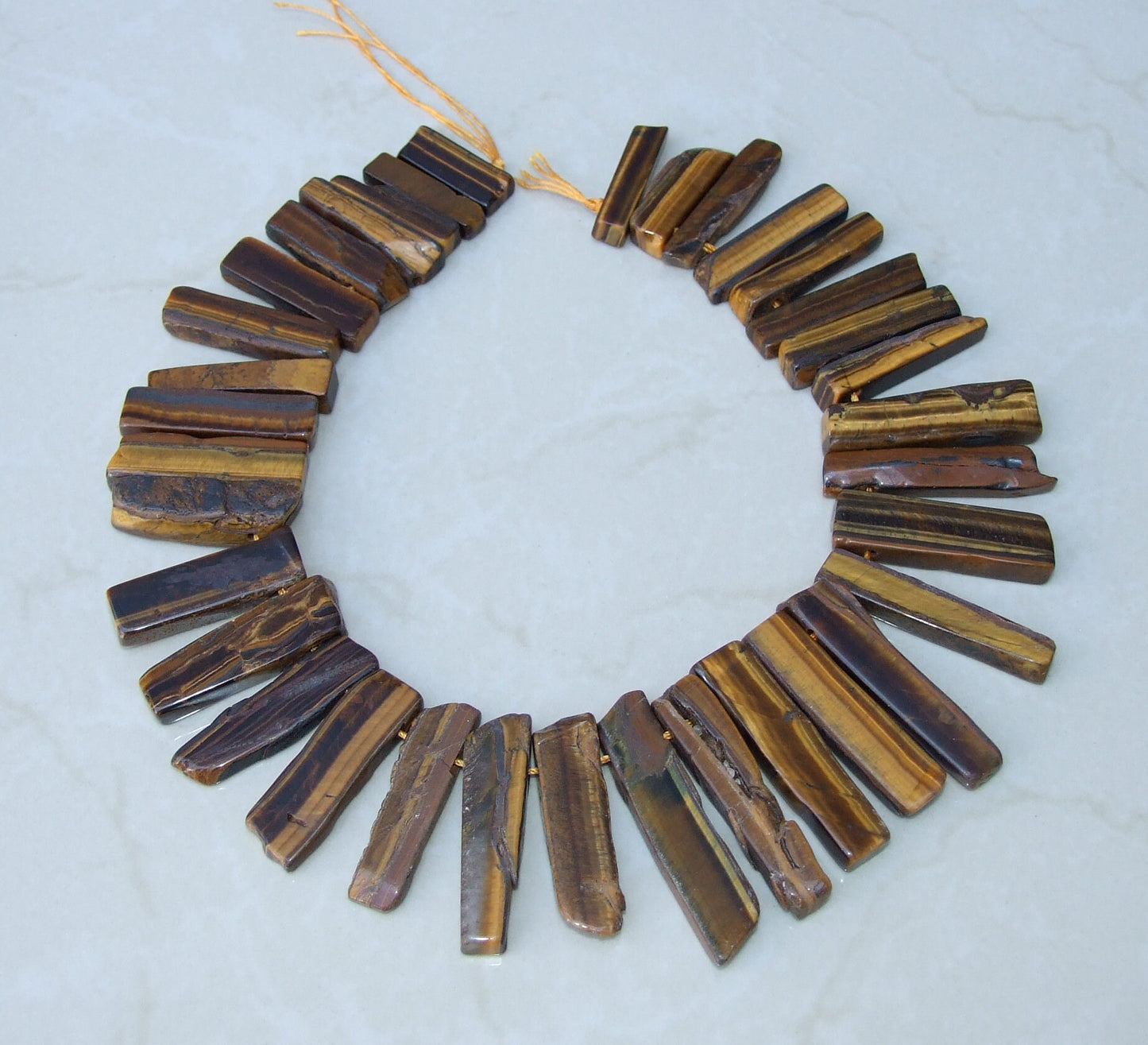 Tiger Eye Slice, Gemstone Beads, Tiger Eye Jewelry, Polished Tiger Eye, Gemstone Slice, Tiger Eye Necklace, Half Strand - 35mm to 50+mm