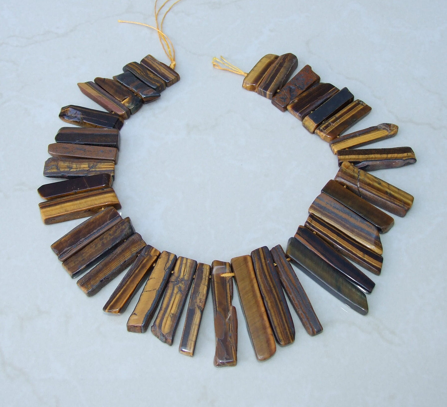 Tiger Eye Slice, Gemstone Beads, Tiger Eye Jewelry, Polished Tiger Eye, Gemstone Slice, Tiger Eye Necklace, Half Strand - 35mm to 50+mm