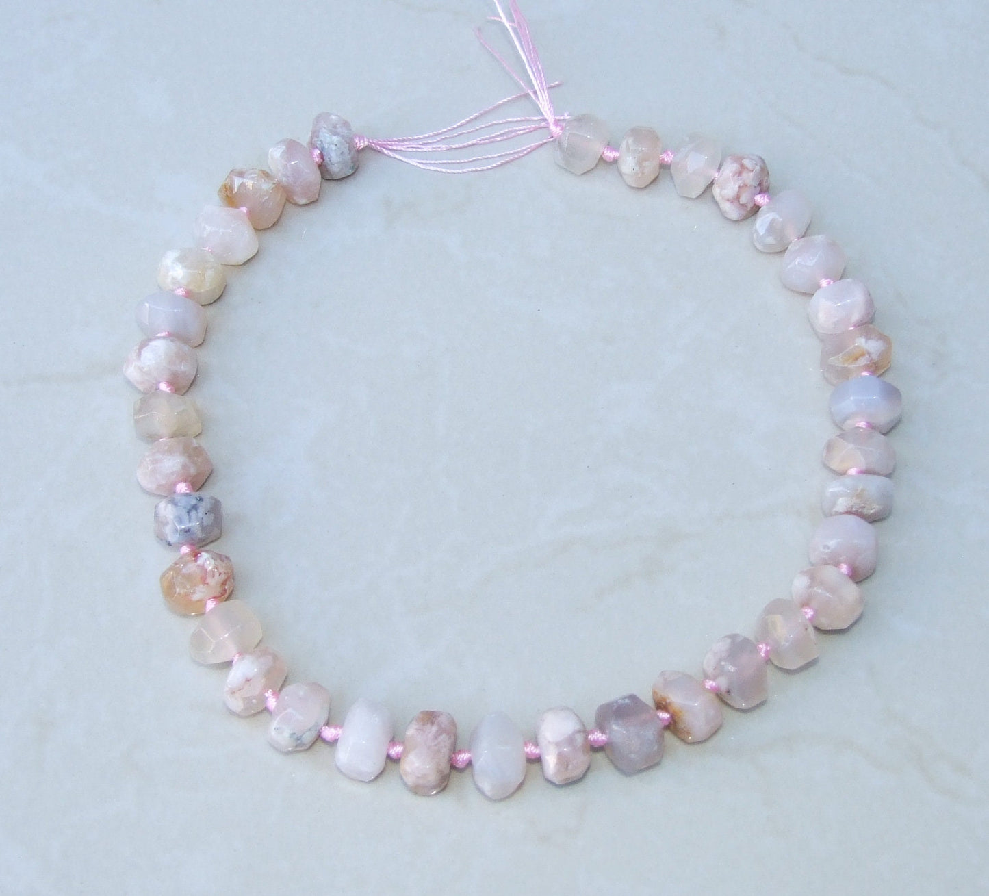 Pink Blossom Agate Faceted Nugget, Blossom Agate Pendant, Gemstone Beads, Polished Blossom Agate, Half Strand - Large 20-22mm, Small 12-14mm