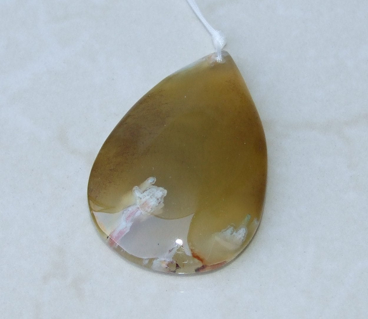 Blossom Agate Pendant, Natural Stone Pendant, Druzy Pendant, Gemstone Pendant, Jewelry Stone, Necklace Pendant, 37mm x 55mm - 9480