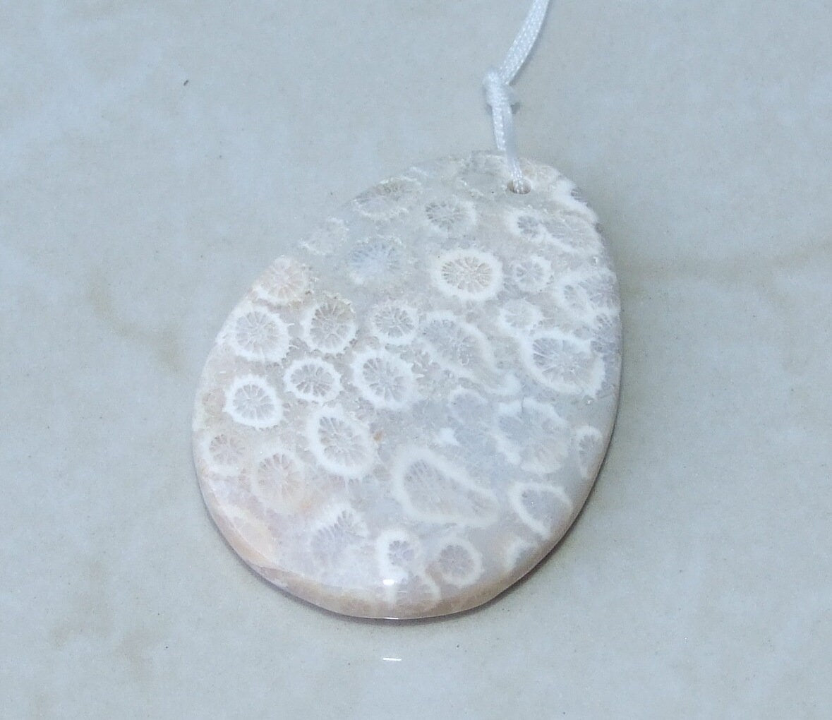 Fossil Coral Agate Pendant, Natural Stone Pendant, Druzy Pendant, Gemstone Pendant, Jewelry Stone, Necklace Pendant, 35mm x 48mm - 9493
