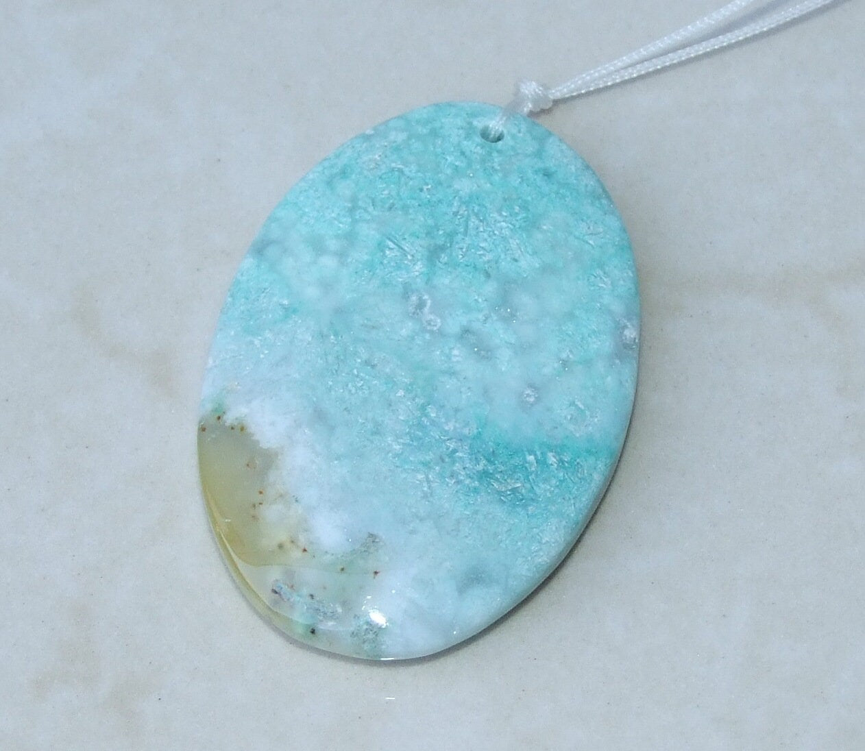 Fossil Coral Agate Pendant, Natural Stone Pendant, Druzy Pendant, Gemstone Pendant, Jewelry Stone, Necklace Pendant, 34mm x 51mm - 9514