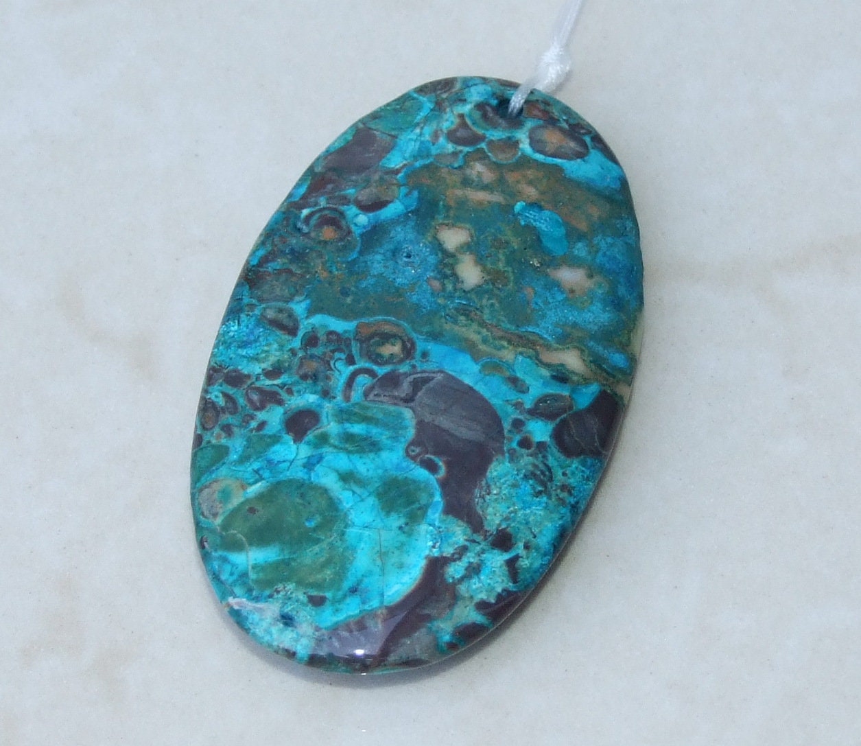 Ocean Jasper Pendant, Highly Polished Stone Pendant, Druzy Pendant, Gemstone Pendant, Jasper Pendant, Necklace Pendant, 35mm x 60mm - 9544