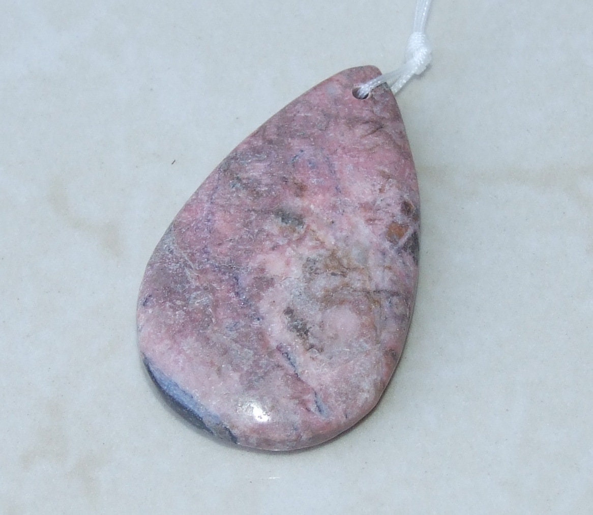 Rhodonite Pendant, Jewelry Pendant, Gemstone Pendant, Highly Polished Stone Pendant, Natural Stone Pendant, Necklace Pendant, 30x52mm - 9565