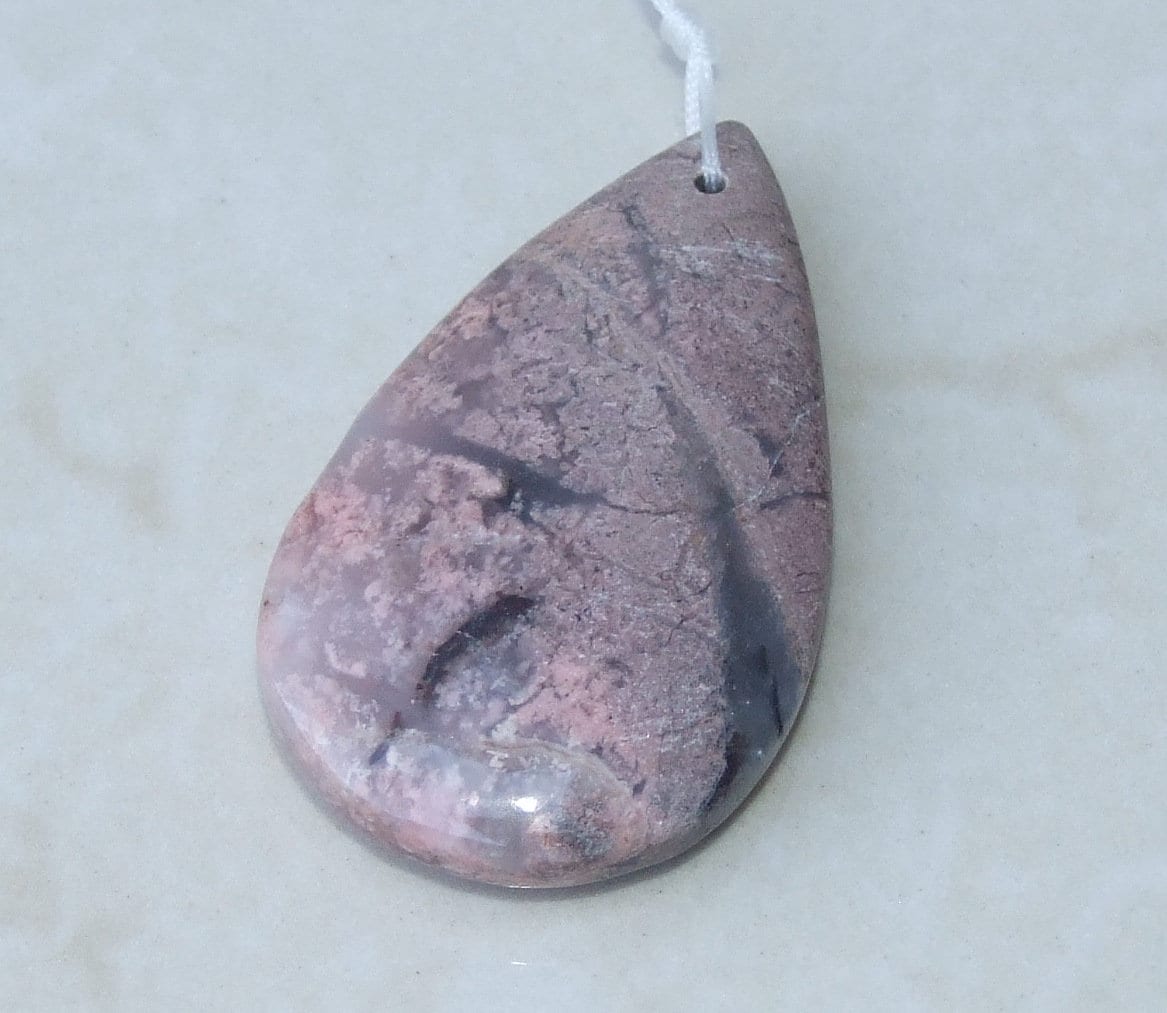 Rhodonite Pendant, Jewelry Pendant, Gemstone Pendant, Highly Polished Stone Pendant, Natural Stone Pendant, Necklace Pendant, 31x53mm - 9572