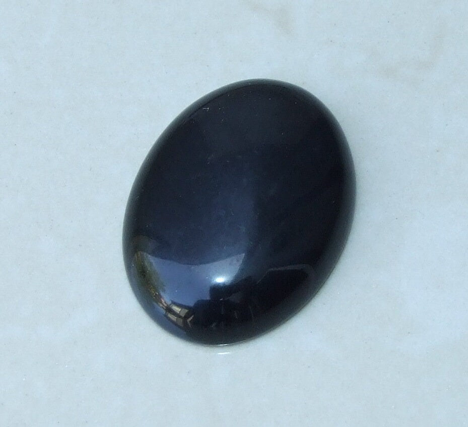 Black Obsidian Cabochon, Flat Back, Calibrated Cabochon, Stone Cabochon, Obsidian Pendant, Gemstone Pendant, Necklace Pendant 30mm x 40mm