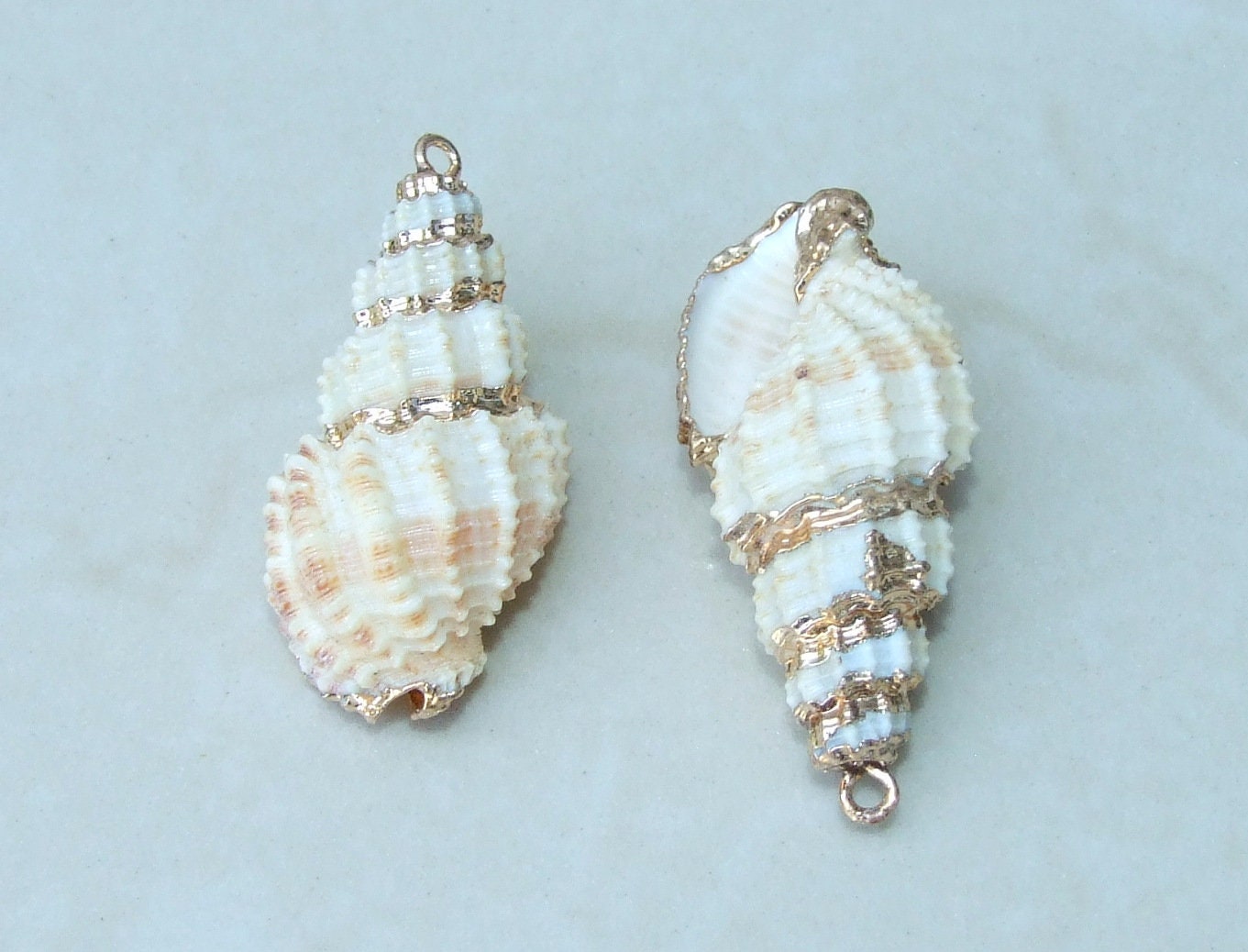 Natural Gold Edge Spiral Sea Shell Pendant, Spiral Shell Bead, Seashell Pendant, Shell Jewelry, Conch Shell, Ocean Jewelry, 35-40mm, 04A