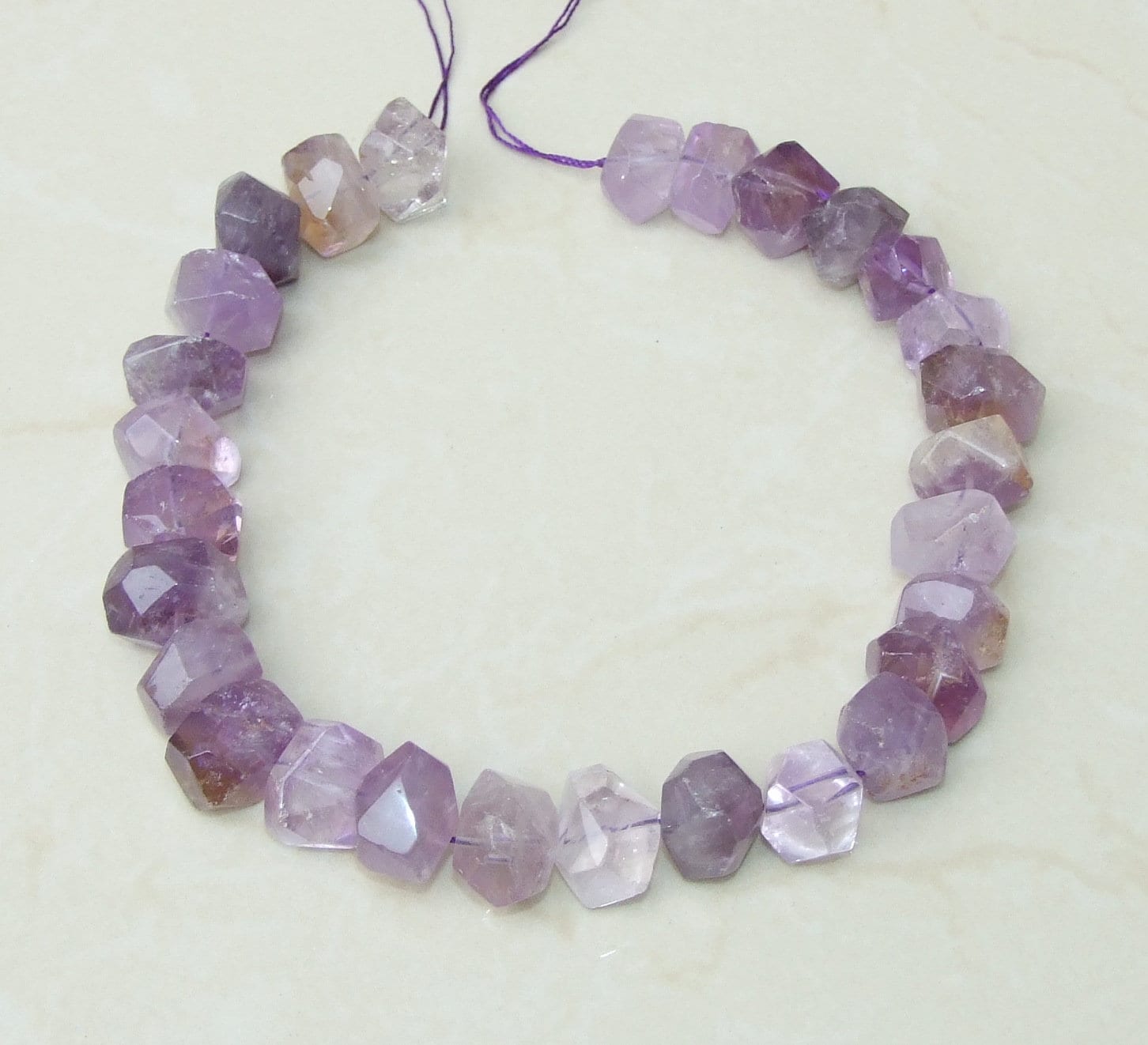 Light Amethyst Faceted Nugget, Polished Amethyst Beads, Gemstone Beads, Jewelry Stones, Amethyst Nuggets, Half Strand - 14mm x 14mm x 20mm