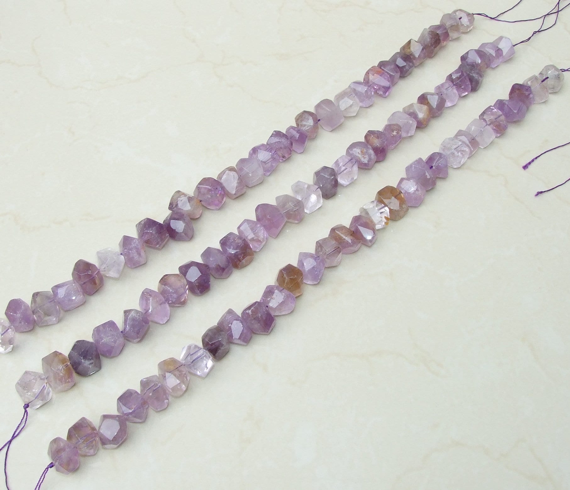 Light Amethyst Faceted Nugget, Polished Amethyst Beads, Gemstone Beads, Jewelry Stones, Amethyst Nuggets, Half Strand - 14mm x 14mm x 20mm