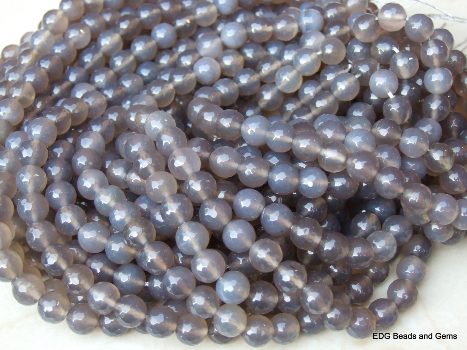 Gray Faceted Agate Beads - 10mm - Agate Faceted Bead - Multifaceted - Gemstone Beads - Jewelry Beads  15 inch Strand